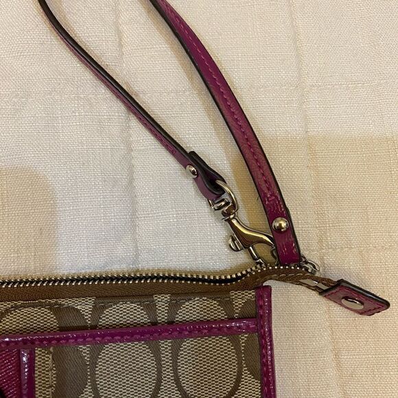 Coach Brown and Purple Wristlet Clutch - Picture 3 of 10